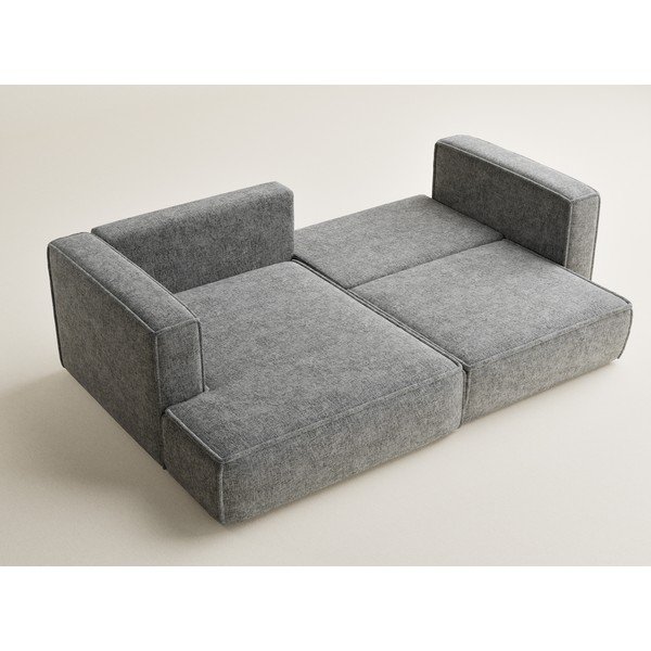 Szary rozkładany/ze schowkiem narożnik z tkaniny szenilowej (lewostronny/z szezlongiem) Velto – Maison de Rêve-image-3