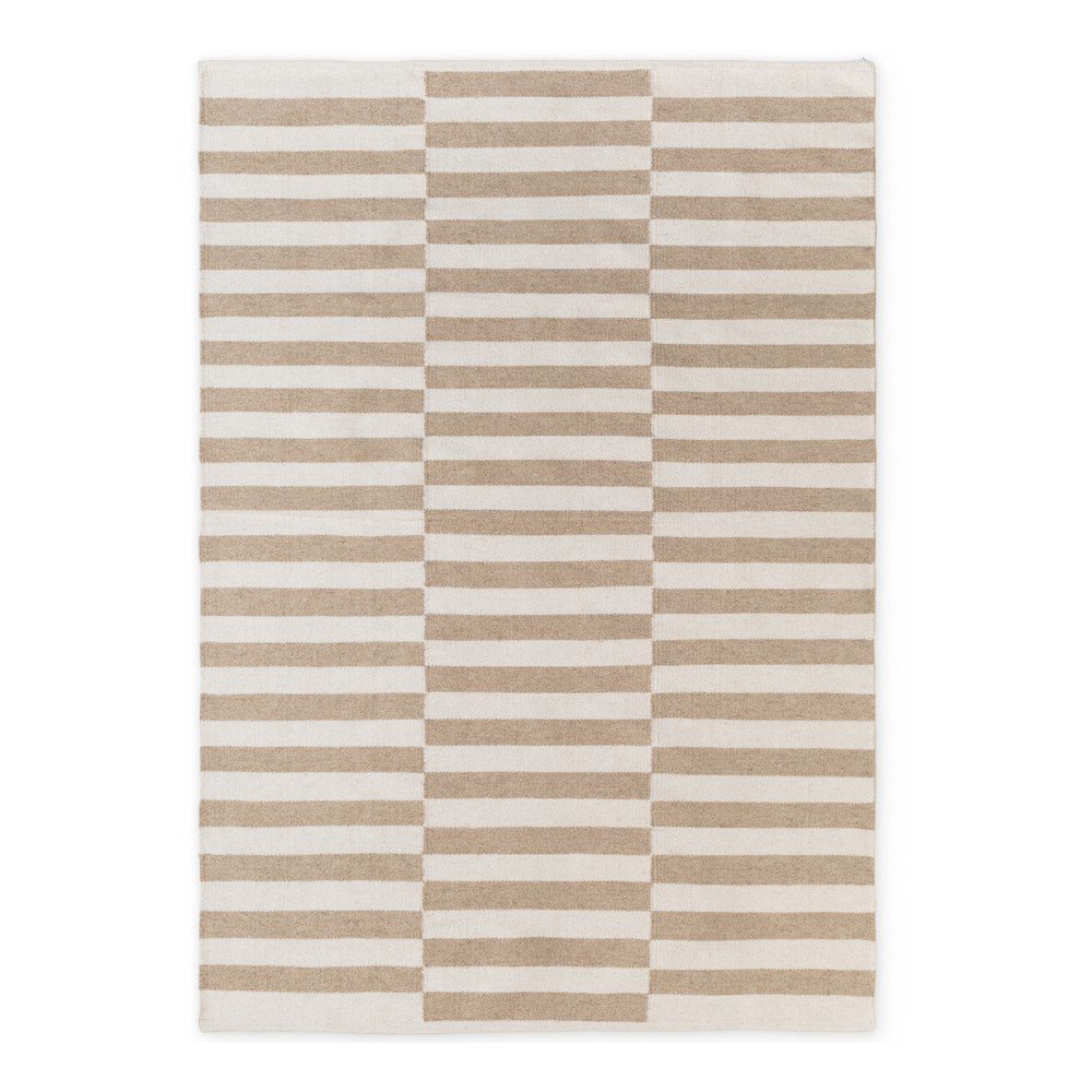 Biały/jasnobrązowy wełniany dywan dwustronny/tkany ręcznie 160x230 cm Vika – Hanse Home