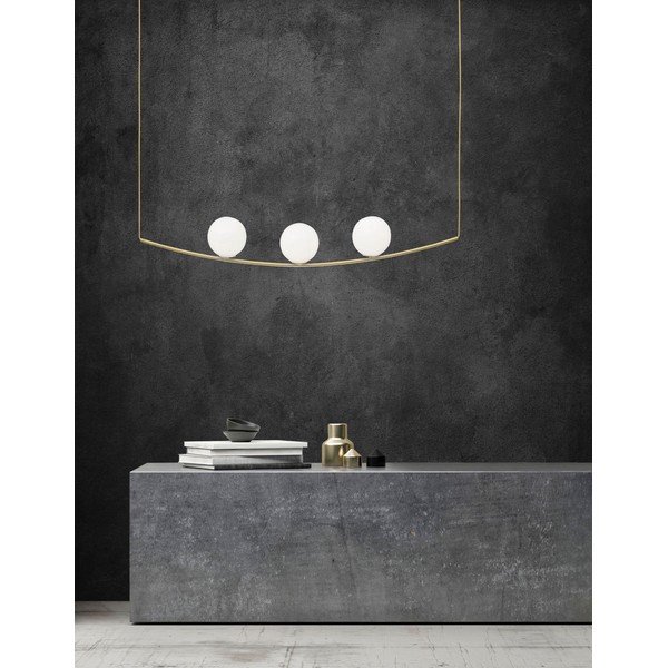 Biała/w kolorze mosiądzu metalowa lampa wisząca ze szklanym kloszem Vitton – Nova Luce-image-1