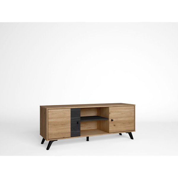 Czarna szafka pod TV w dekorze dębu 136x53 cm Natura – Marckeric-image-2