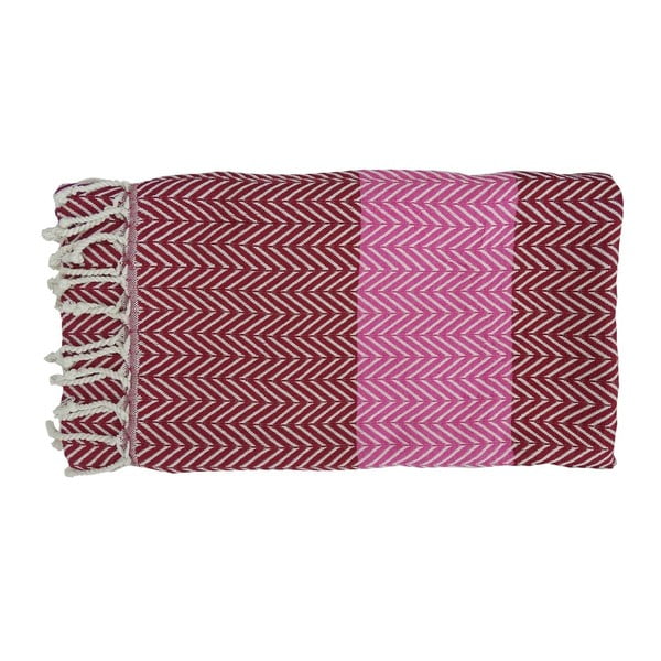 Fioletowy ręcznik kąpielowy tkany ręcznie z wysokiej jakości bawełny Homemania Damla Hammam, 100 x 180 cm