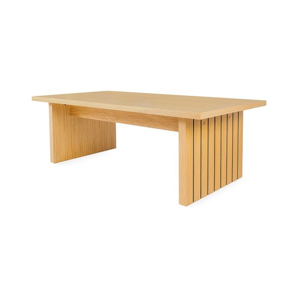 Naturalny stolik z blatem w dekorze dębu 60x120 cm Stripe – Woodman-image-3