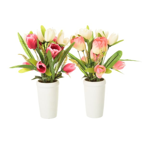 Zestaw 2 dekoracyjnych tulipanów w doniczkach Unimasa