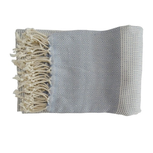 Niebieski ręcznik tkany ręcznie z wysokiej jakości bawełny, 100x180 cm