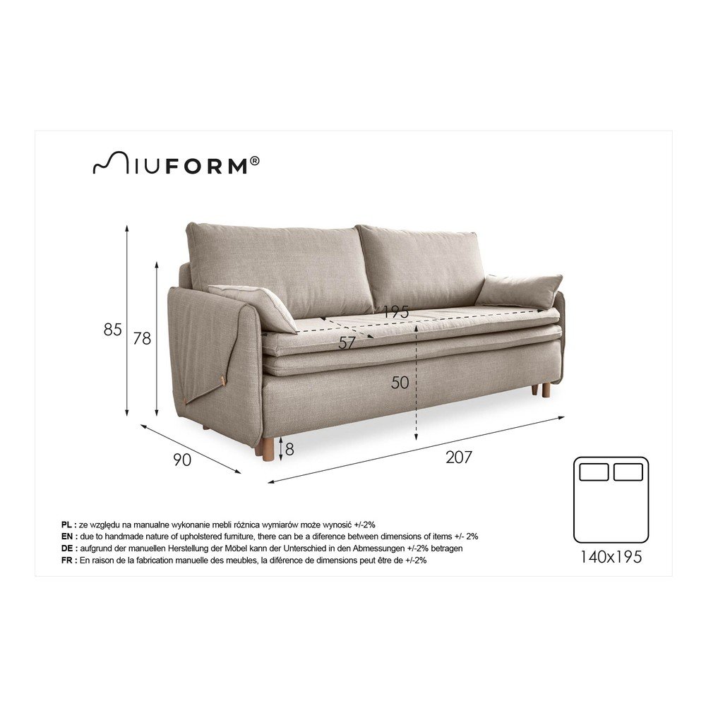 Turkusowa rozkładana sofa 207 cm Simon – Miuform (zdjęcie 8)
