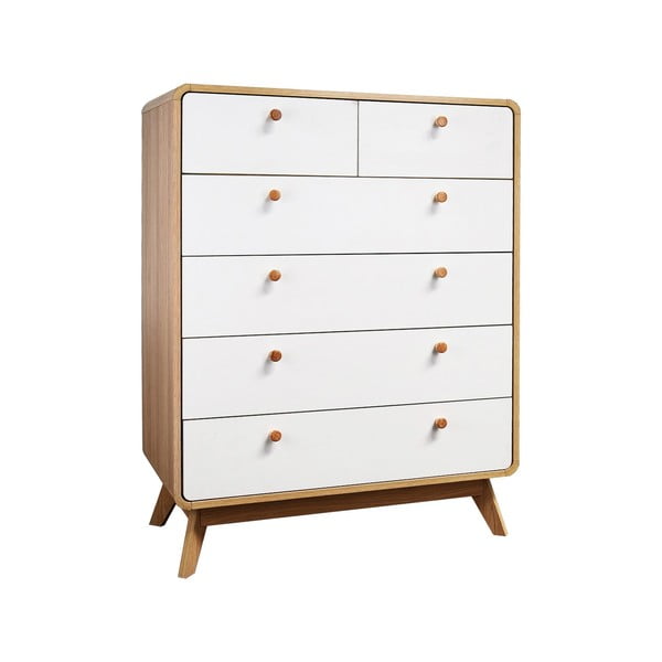 Biało-naturalna wysoka komoda w dekorze dębu 81x104 cm Caitlin – Støraa-image-2