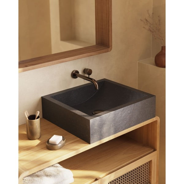 Czarna umywalka z lastriko Kave Home Sunday, 40x45 cm-image-4