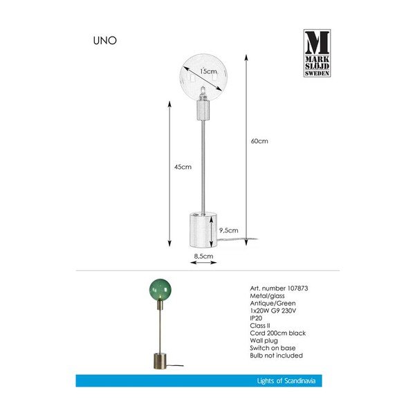 Zielona lampa stołowa Markslöjd Uno-image-2
