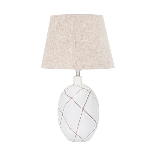 Biało-kremowa lampa stołowa z tekstylnym kloszem (wys. 60 cm) Lines – Mauro Ferretti