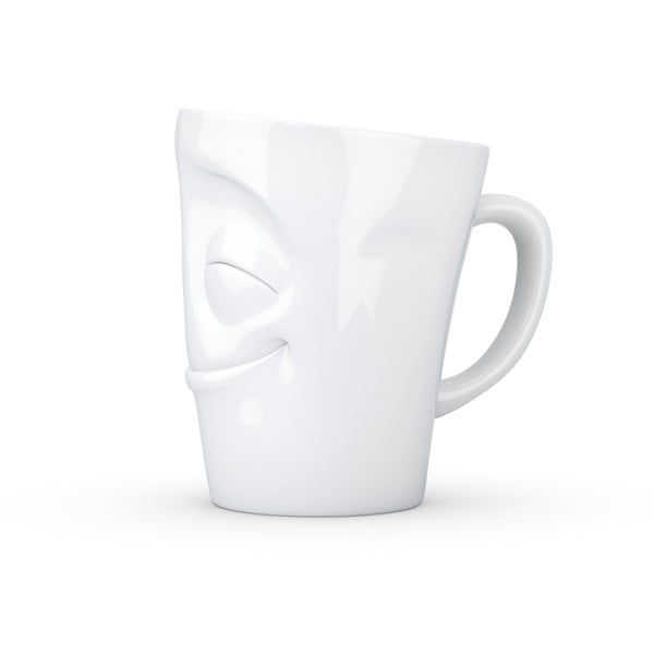 Biały zadowolony porcelanowy kubek z uchem 58products, 350 ml-image-1