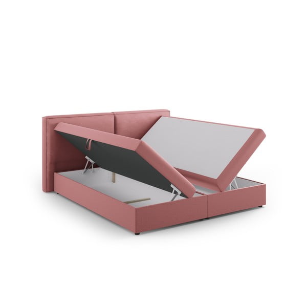 Różowe łóżko boxspring ze schowkiem 140x200 cm Arendal – Cosmopolitan Design-image-4