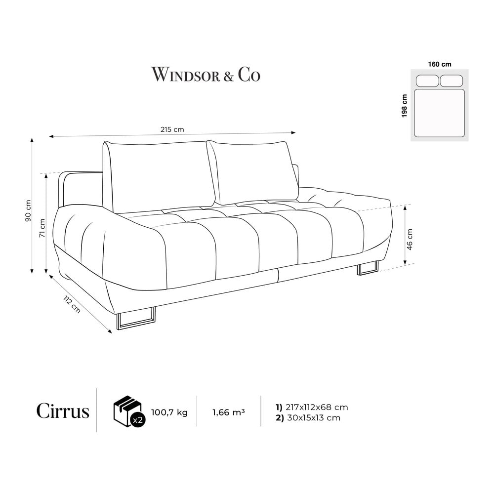 Beżowa 3-osobowa sofa rozkładana z aksamitnym obiciem Windsor & Co Sofas Cirrus (zdjęcie 9)