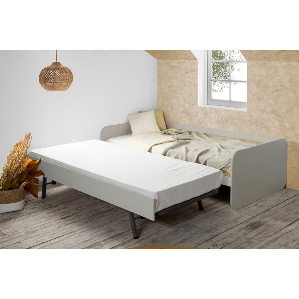 Szare łóżko dziecięce z dodatkowym wysuwanym łóżkiem Marckeric Redona, 90x190 cm-image-1