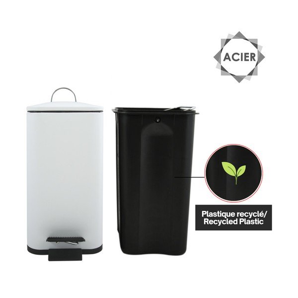 Stalowy kosz na śmieci z pedałem w matowym białym kolorze 5 l   Erik – Spirella-image-3