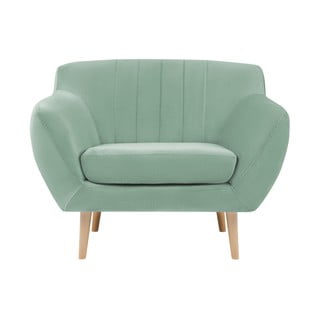 Miętowy aksamitny fotel Mazzini Sofas Sardaigne