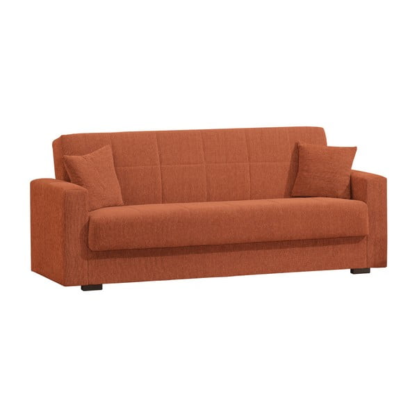Pomarańczowa trzyosobowa sofa rozkładana ze schowkiem Esidra Relax