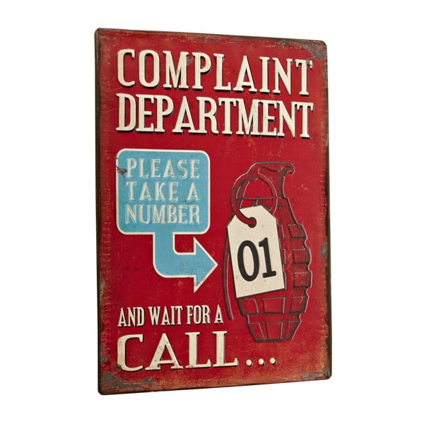 Tablica Complaint department, 35x26 cm