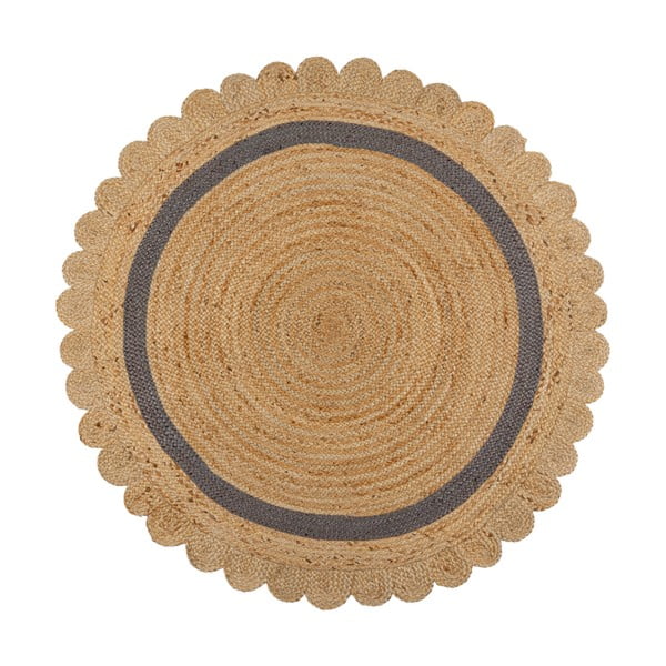 Szaro-naturalny okrągły dywan z juty tkany ręcznie ø 160 cm Grace Grey – Flair Rugs