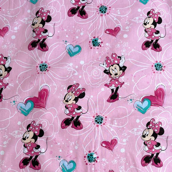 Różowa bawełniana pościel dziecięca do łóżeczka 100x135 cm Minnie Flowers  – Jerry Fabrics-image-4