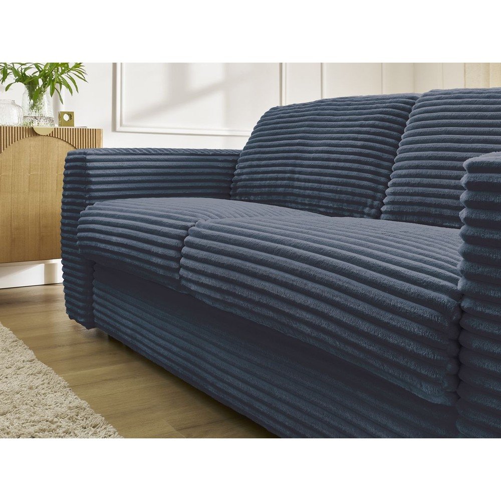 Ciemnoniebieska sztruksowa rozkładana sofa do spania 240 cm Hugo – Bobochic Paris (zdjęcie 7)