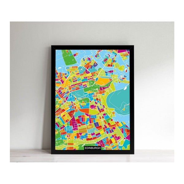 Obrazek w czarnej ramie Homemania Maps Edinburgh, 32x42 cm