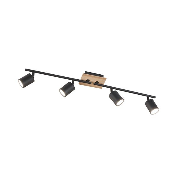 Czarno-naturalna lampa sufitowa z metalowym kloszem ø 9 cm Holton – Fischer & Honsel
