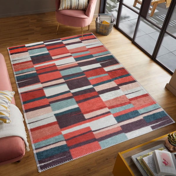 Czerwony dywan odpowiedni do prania 80x150 cm Blocks of Fun – Vitaus-image-1
