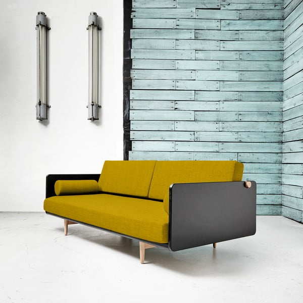 Sofa rozkładana Karup Deva Black/Raw Oak/Amarillo-image-2
