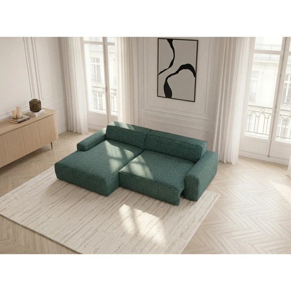 Zielony rozkładany/z elektryczną regulacją siedziska narożnik (lewostronny) Abel – Bobochic Paris-image-3