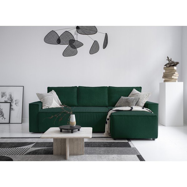 Ciemnozielony sztruksowy rozkładany narożnik (strona zmienna) Brave Dave – Miuform-image-1