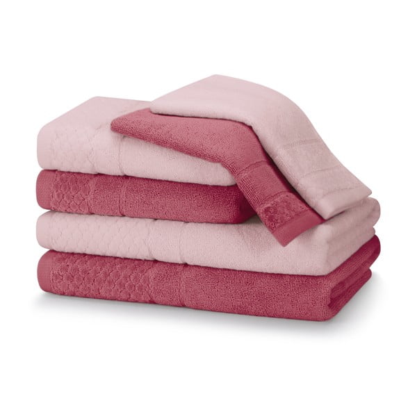 Różowe bawełniane ręczniki zestaw 6 szt. frotte Rubrum – AmeliaHome