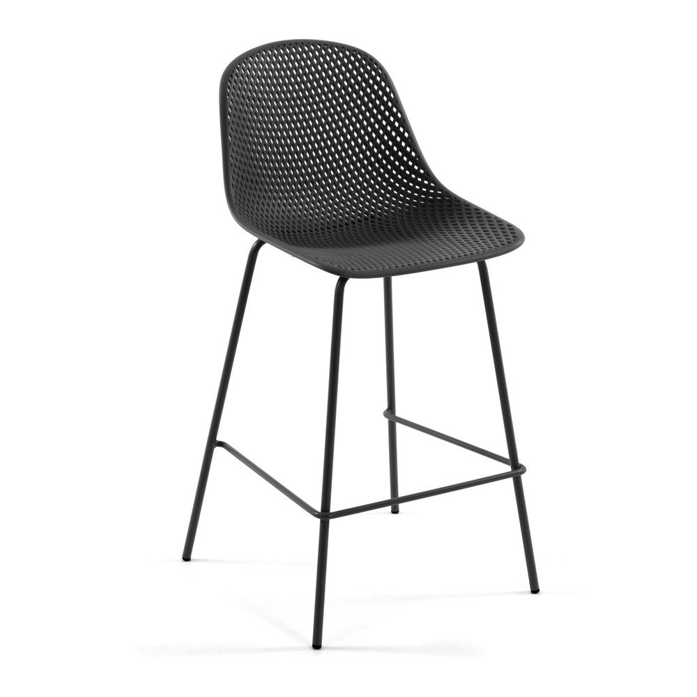 Antracytowy metalowy/plastikowy hoker ogrodowy Quinby – Kave Home