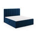 Ciemnoniebieskie łóżko boxspring ze schowkiem 180x200 cm Gina – Milo Casa