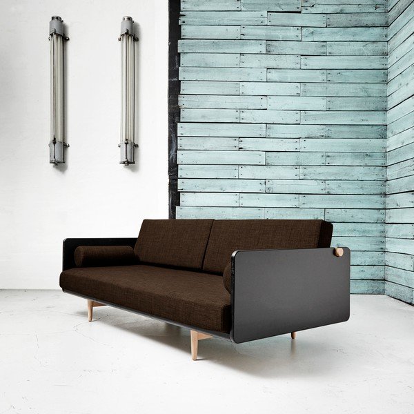 Sofa rozkładana Karup Deva Black/Raw Oak/Choco Brown-image-2