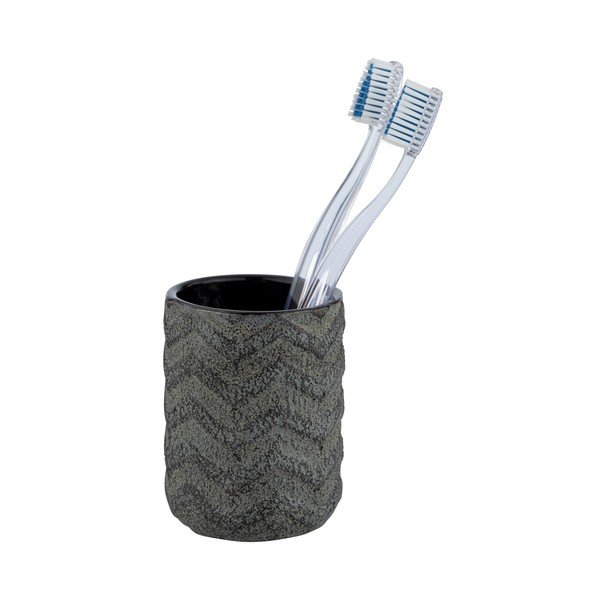 Ciemnoszary ręcznie malowany kubek na szczoteczki Wenko Mantua-image-2