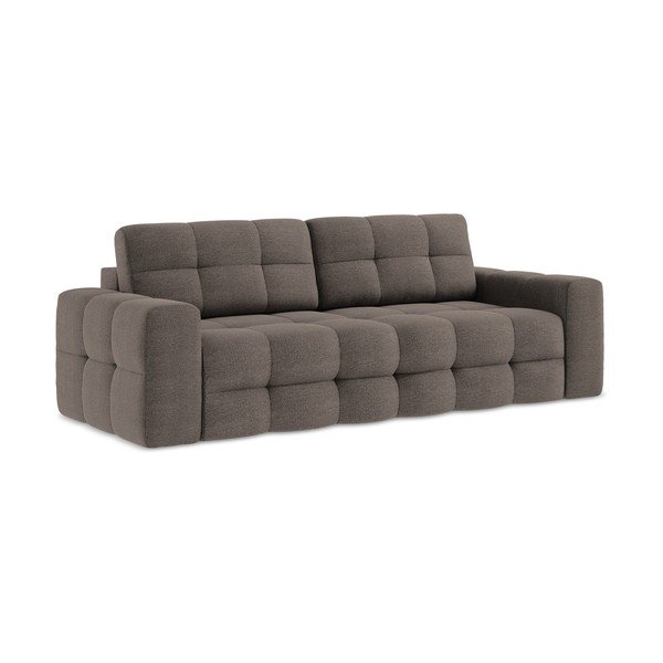 Brązowa rozkładana sofa z materiału bouclé 255 cm Milu – Makamii-image-1
