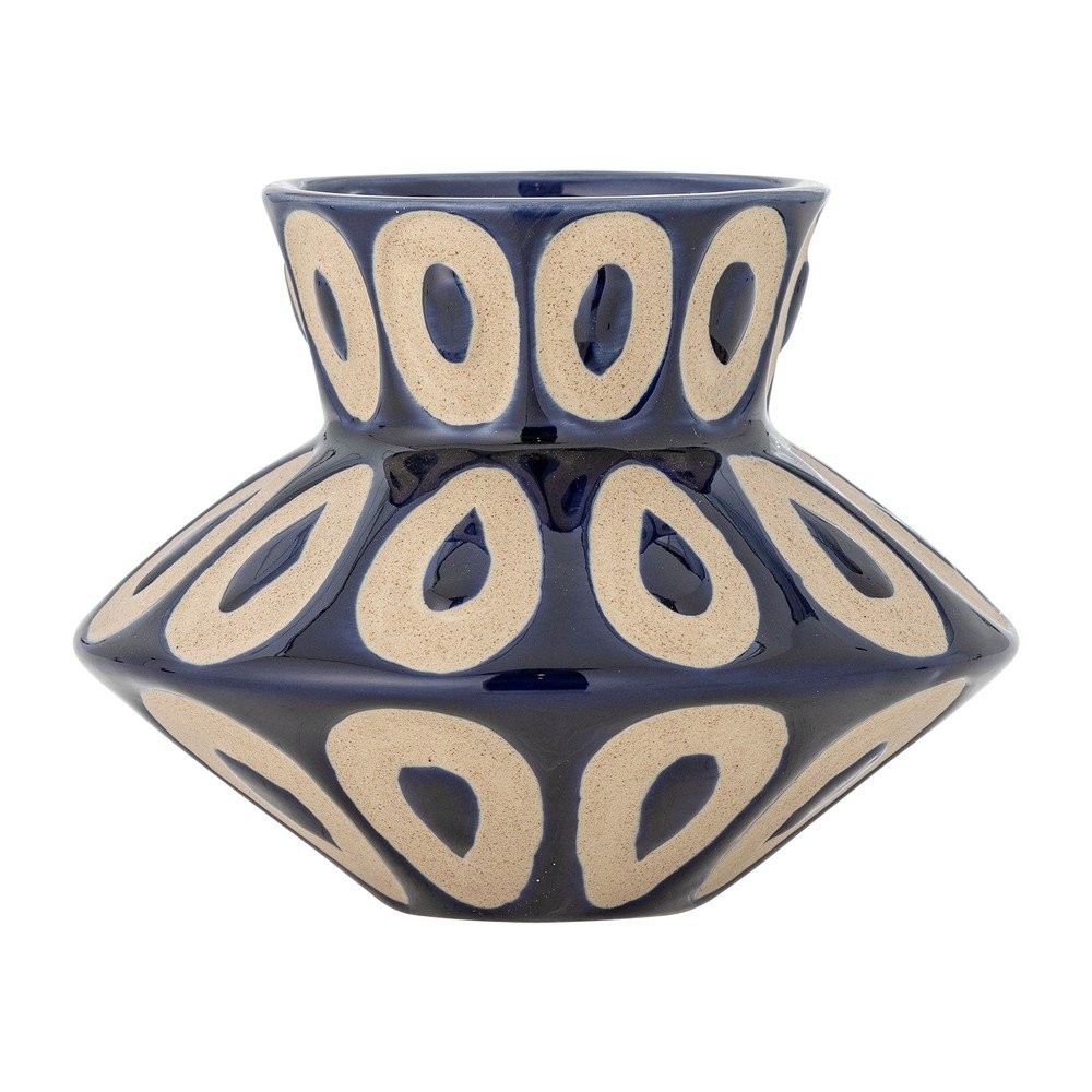 Niebieski kamionkowy ręcznie wykonany wazon (wysokość 12 cm) Bashir – Bloomingville