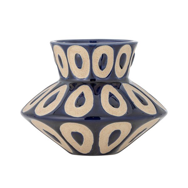 Niebieski kamionkowy ręcznie wykonany wazon (wysokość 12 cm) Bashir – Bloomingville