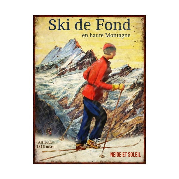 Dekoracyjna metalowa tabliczka Antic Line Ski de Fond, 25x33 cm
