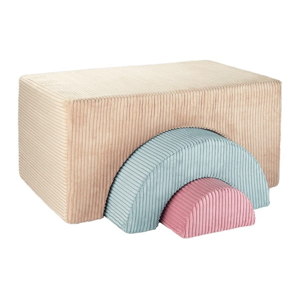 Jasnobrązowy sztruksowy piankowy plac zabaw 3 szt. wysokość 37 cm 75x49 cm Rainbow Montessori – Wigiwama