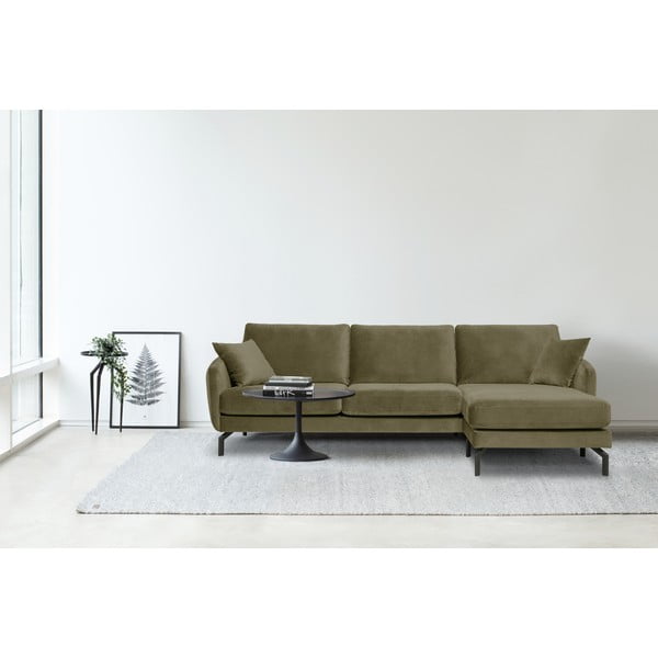 Zielony narożnik z aksamitnym obiciem Scandic Magic, lewostronny-image-1