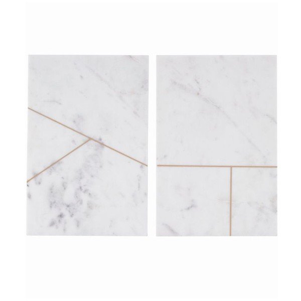 Zestaw 2 marmurowych mat stołowych Marble White, 20x30 cm