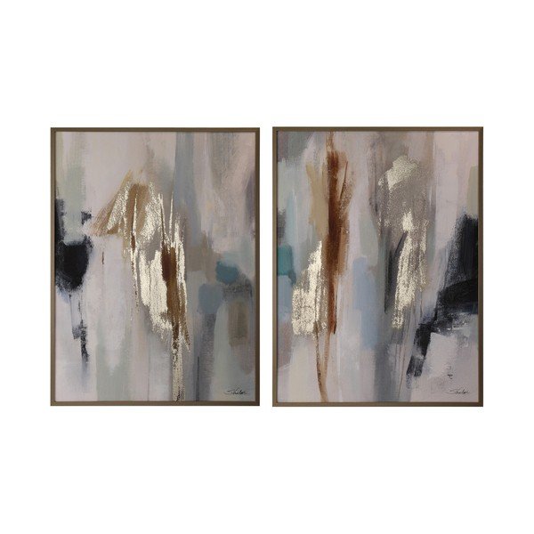 Obrazy zestaw 2 szt. drukowane/z ręcznie malowanymi elementami z ramą w zestawie/na płótnie 60x80 cm Gallery – Bizzotto