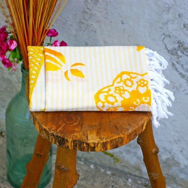 Ręcznik hamam Striped Yellow, 90x180 cm