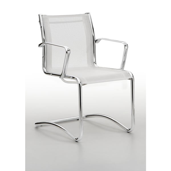 Białe krzesło biurowe z podłokietnikami Zago Low Chrono