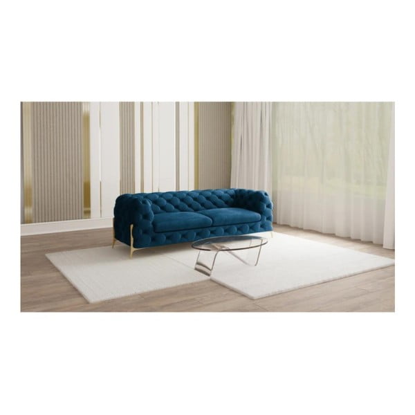 Ciemnoniebieska aksamitna sofa 225 cm Chelsea Bis – Ropez-image-1