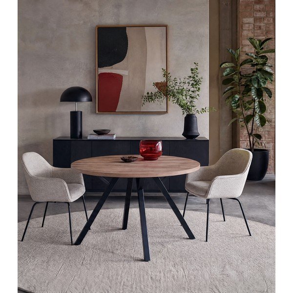 Okrągły stół w dekorze dębu ø 120 cm Beni – Marckeric-image-1