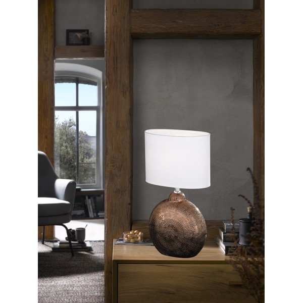 Biało-brązowa lampa stołowa Fischer & Honsel Foro, wys. 36 cm-image-3