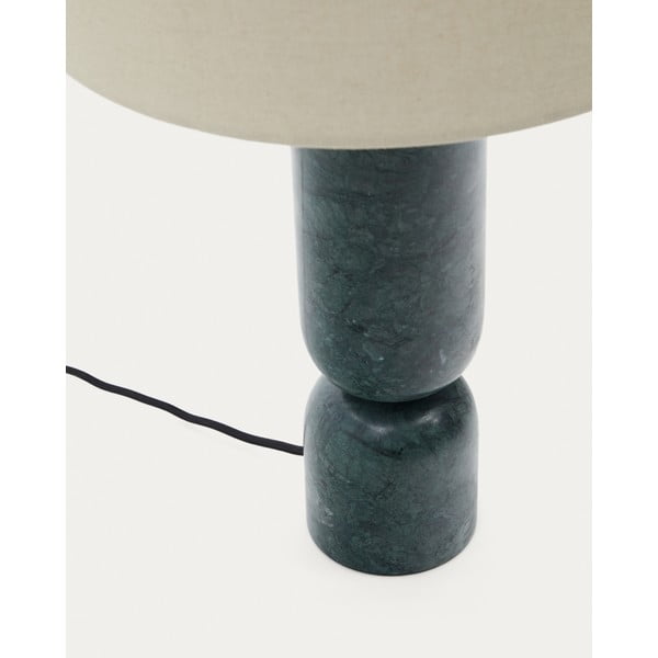 Ciemnozielono-beżowa marmurowa lampa stołowa z tekstylnym kloszem (wysokość 57 cm) Vex – Kave Home-image-3