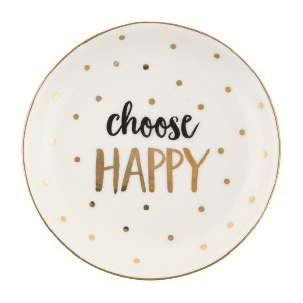 Ceramiczny mały talerz dekoracyjny Sass & Belle Choose Happy
